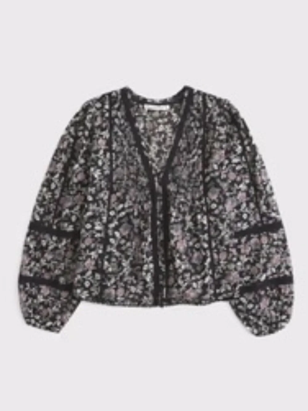 A&F Lace-Trim Button-Through Blouse